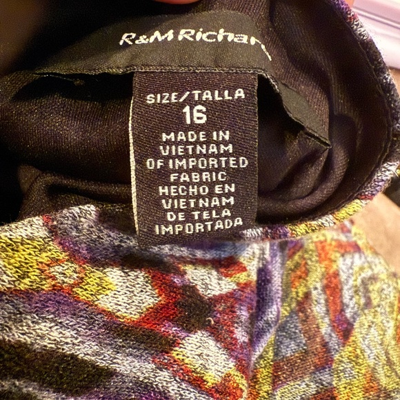 R & M Richards striped colorful long sleeve dress blousey Size 16 - Picture 7 of 9